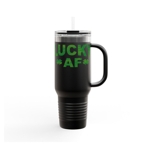 Lucky Af St Patrick's Day Shamrock Insulated Travel Mug