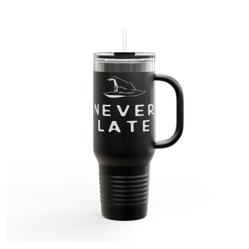 Never Late Wizard Sorry I'm Late Book Lover Literary Insulated Travel Mug