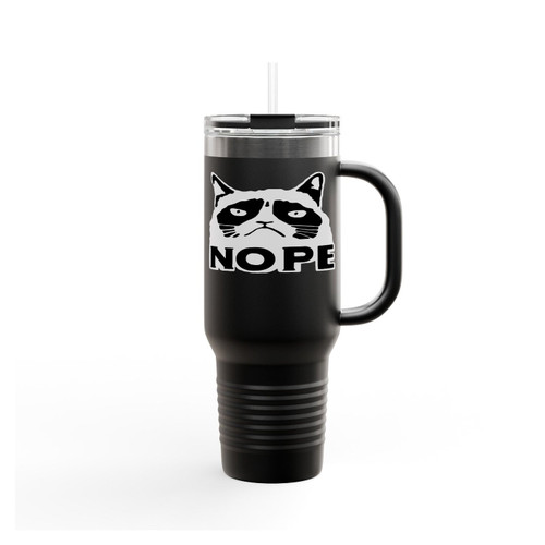 Nope Grumpy Cat Sarcastic Insulated Travel Mug