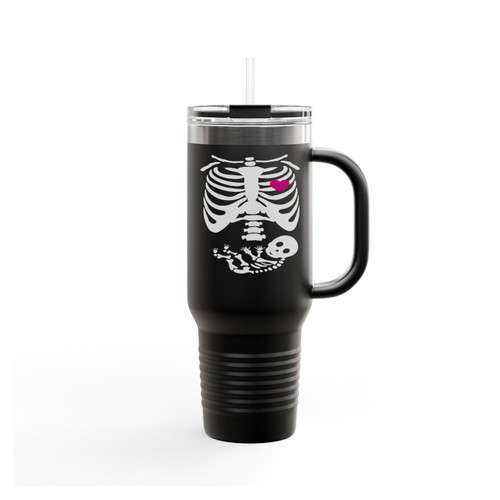 Pregnant Skeleton Halloween Insulated Travel Mug