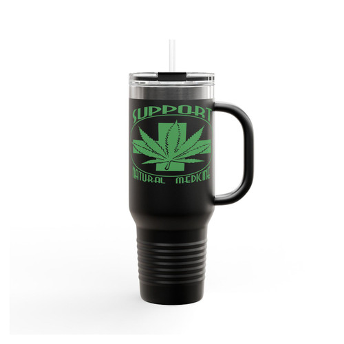 Support Natural Medicine Marijuana Pot Weed Medicinal Reefer Ganja Insulated Travel Mug