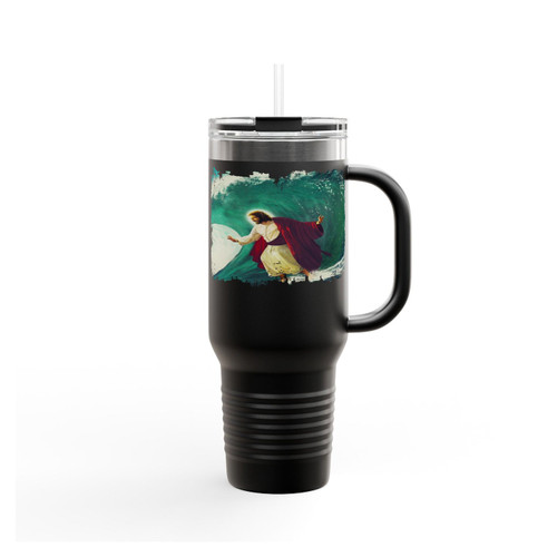 Surfing Jesus Surfing Insulated Travel Mug