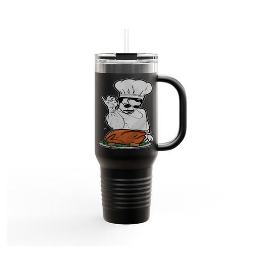 Thanksgiving Salt Bae Turkey Funny Insulated Travel Mug