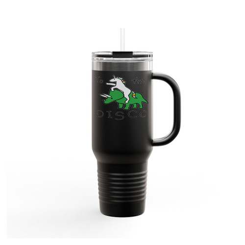 To The Disco Unicorn Riding Triceratops Insulated Travel Mug