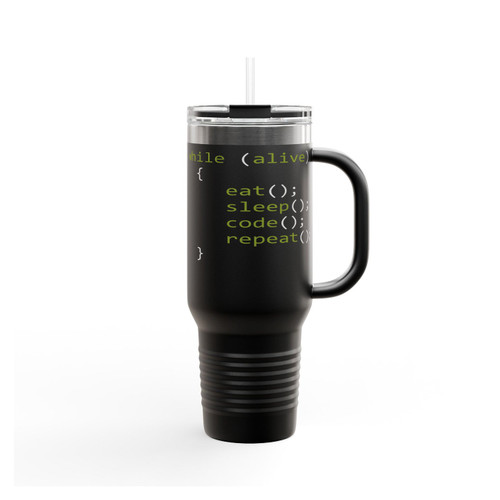While Alive Eat Sleep Code Repeat Insulated Travel Mug