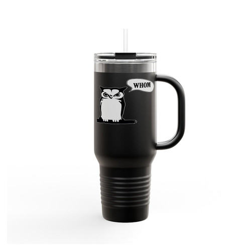 Whom Owl Grammar Cute Animal Insulated Travel Mug
