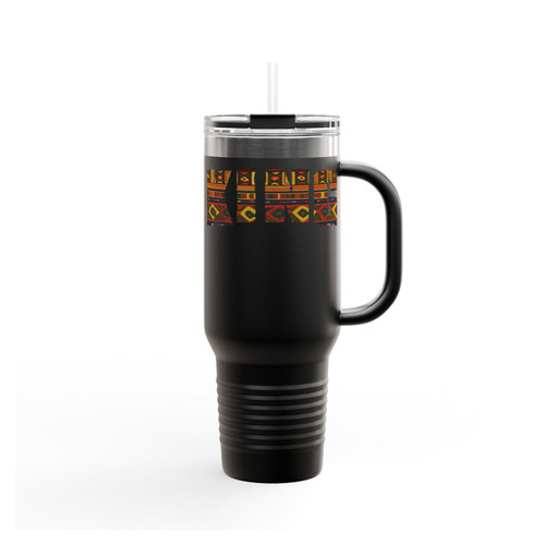Black Panther King Kente Print Pattern Insulated Travel Mug