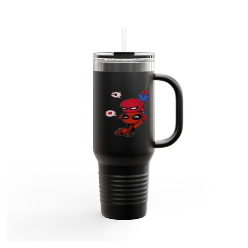 Chibi Spiderman And Deadpool Marvel Superhero Insulated Travel Mug