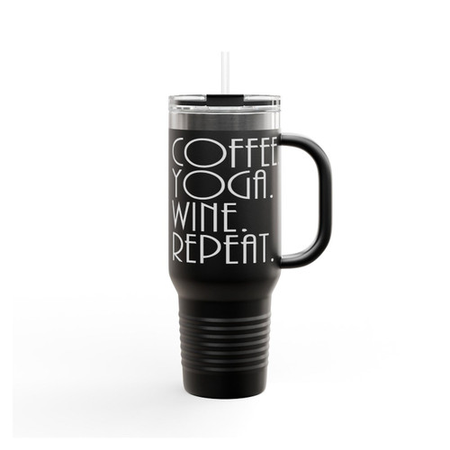Coffee Yoga Wine Repeat But First Coffee Insulated Travel Mug