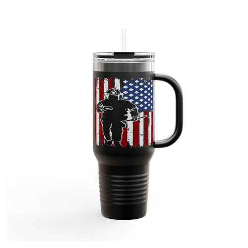 Fireman American Flag Insulated Travel Mug