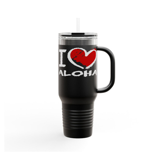 I Love Aloha Chalk Style Insulated Travel Mug