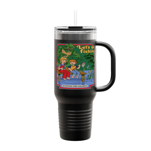 Let's Go Fishing Funny Retro Insulated Travel Mug