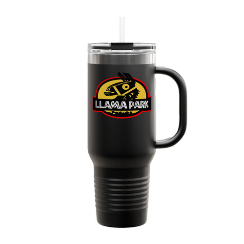 Llama Jurassic Park Logo Insulated Travel Mug