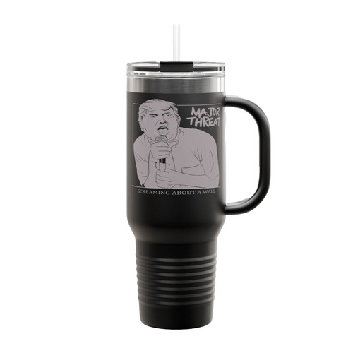 Major Threat Screaming About A Wall Insulated Travel Mug