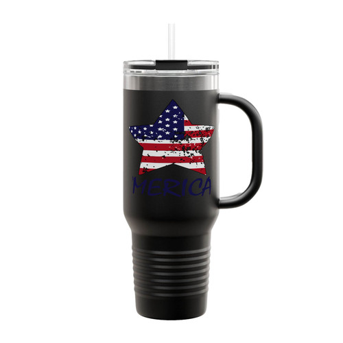 Merica American Flag Star Spangled 4Th Of July Independence Day Patriotic Insulated Travel Mug