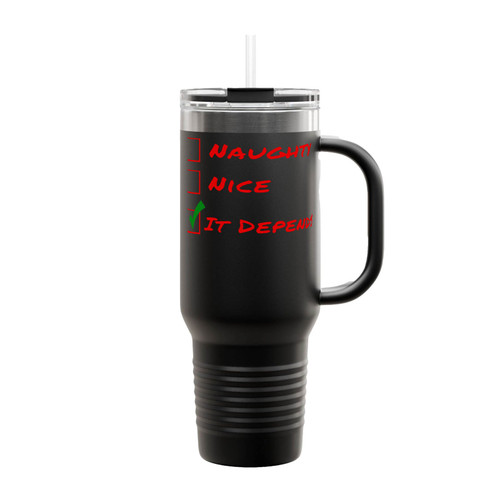 Naughty Or Nice It Depends Santa's Checklist Funny Christmas Insulated Travel Mug