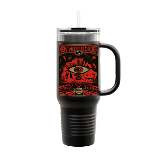 New World Order Illuminati Resist Disobey Conspiracy Insulated Travel Mug