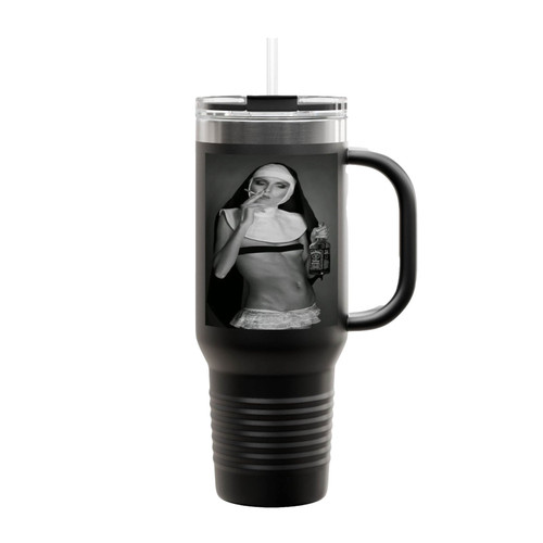 Nun Smoking Drink Weed Funny Insulated Travel Mug