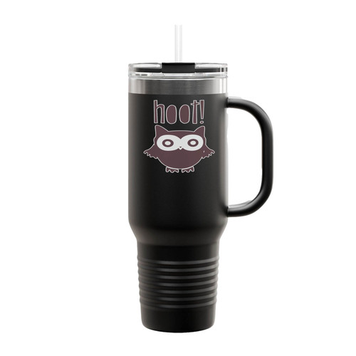 Owl Eyes Hoot Saying Insulated Travel Mug