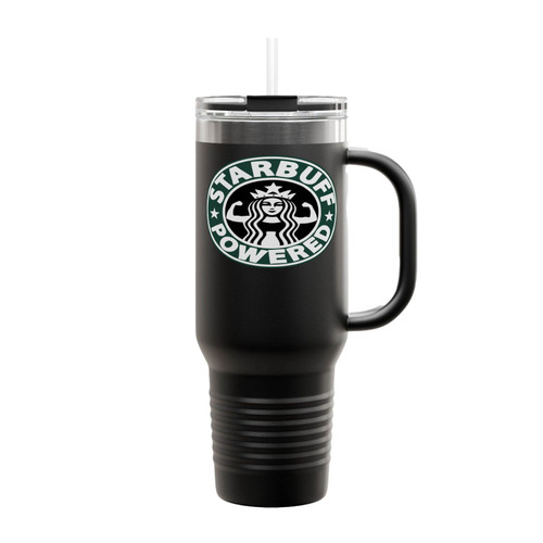 Parody Starbucks Coffee Starbuff Powered Insulated Travel Mug