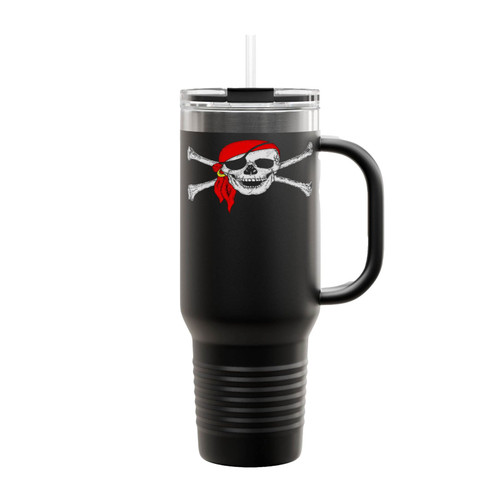 Pirate Crossbones And Red Bandanna Insulated Travel Mug