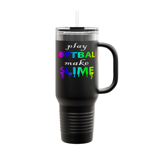 Play Softball Make Slime Watercolor Insulated Travel Mug