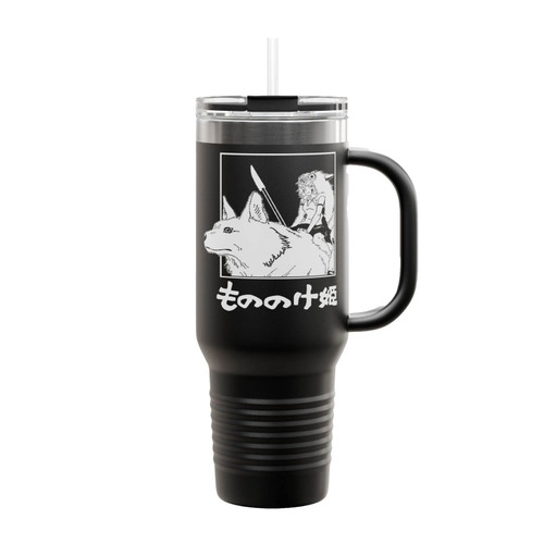Princess Mononoke Anime Studio Ghibli Japanese Text Insulated Travel Mug