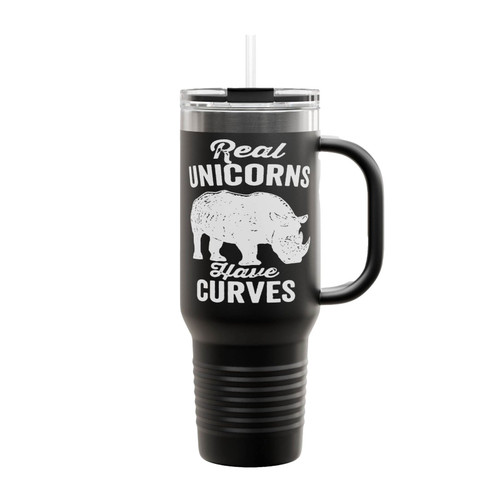 Real Unicorns Have Curves Insulated Travel Mug
