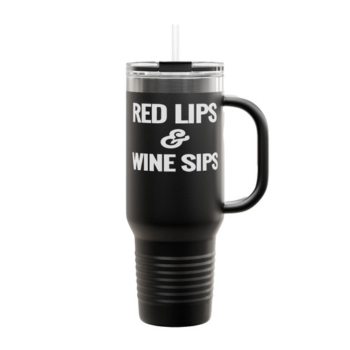 Red Lips And Wine Sips Insulated Travel Mug