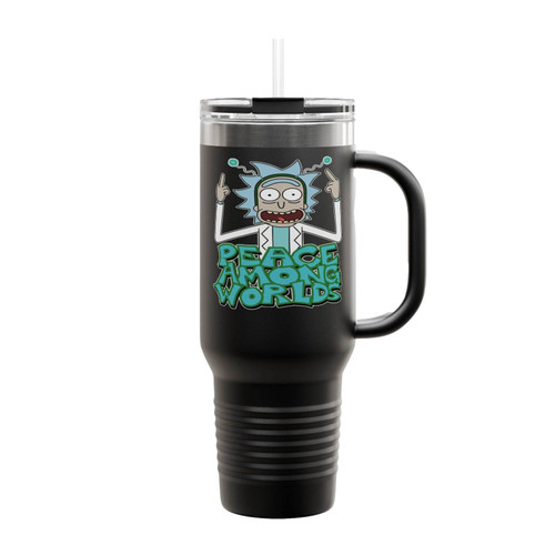 Rick & Morty Peace Among Worlds Funny Insulated Travel Mug