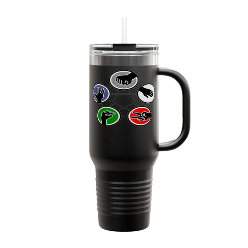 Rock Paper Scissors Lizard Spock Insulated Travel Mug