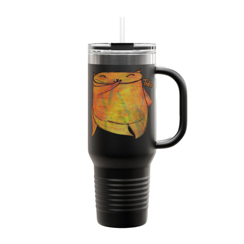 Shy Cute Chubby Orange Kitty Cat Insulated Travel Mug