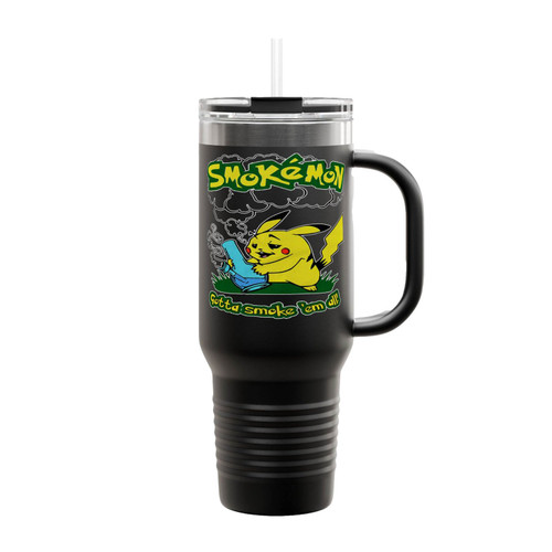 Smokemon Pokemon Pikachu Thc Joint Blunt Bong Dope Stoner Weed Pot Head Insulated Travel Mug
