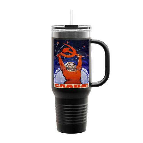 Soviet Space Astronaut Propaganda Insulated Travel Mug