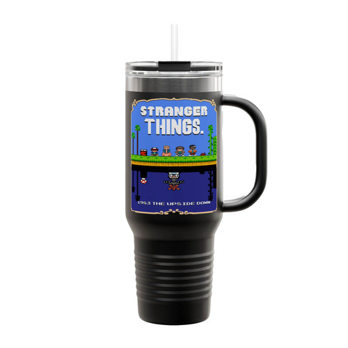 Stranger Things Mario Bros 2 Pixel Art Mashup Insulated Travel Mug