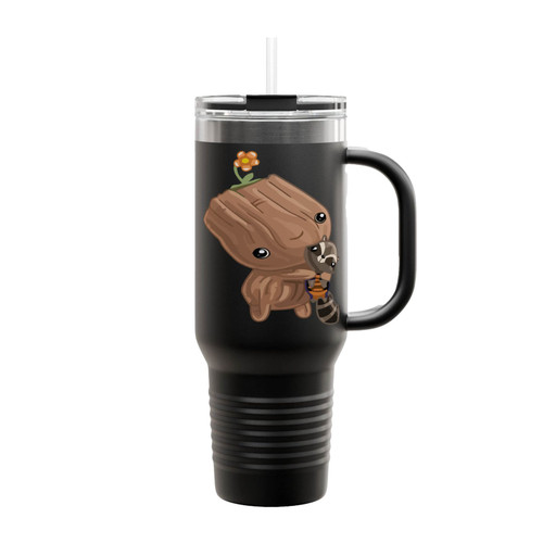 The Guardians Galaxy Chibi Rocket Baby Groot Insulated Travel Mug