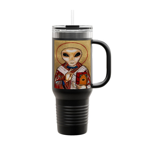 Ufo Alien Saint Believe Trippy Psychedelic Lsd Mdma Dmt Acid Albert Hofmann Blotter Art Insulated Travel Mug