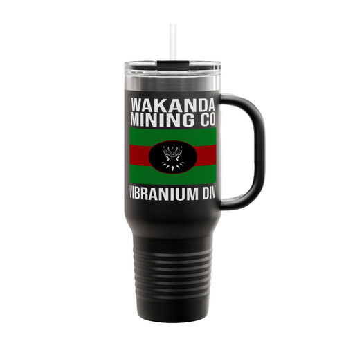 Wakanda Mining Co Vibranium Div Black Panther Insulated Travel Mug