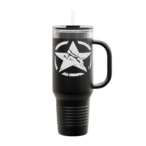 Ww2 Jeep Broken Star Distressed Look Insulated Travel Mug