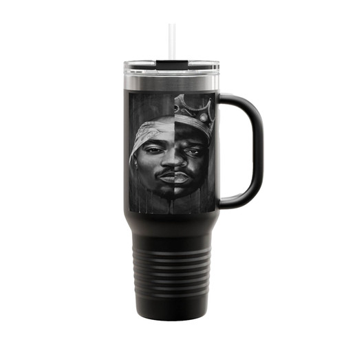 2Pac Notorious Big Split Face Insulated Travel Mug