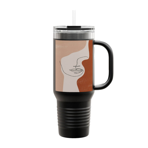 Abstract Face Line Insulated Travel Mug