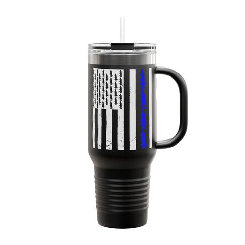 American Flag Fishing Insulated Travel Mug