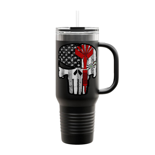 American Flag Red Dart Skull Insulated Travel Mug