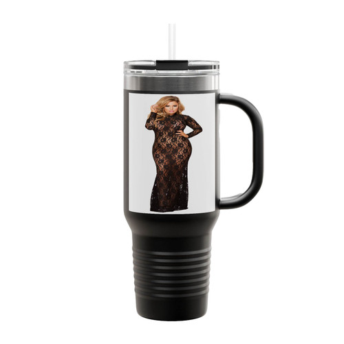 Ashley's Long Black Lace Gown Insulated Travel Mug