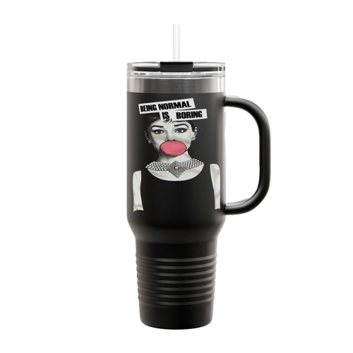Being Normal Is Boring Audrey Hepburn Slogan Insulated Travel Mug