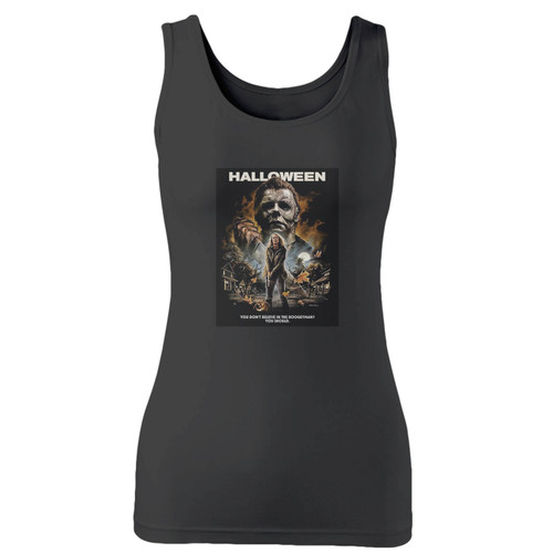 High quality print of this slim fit 2018 michael myers women tank top will turn heads. And bystanders won't be disappointed - the racerback cut looks good one any woman's shoulders.
