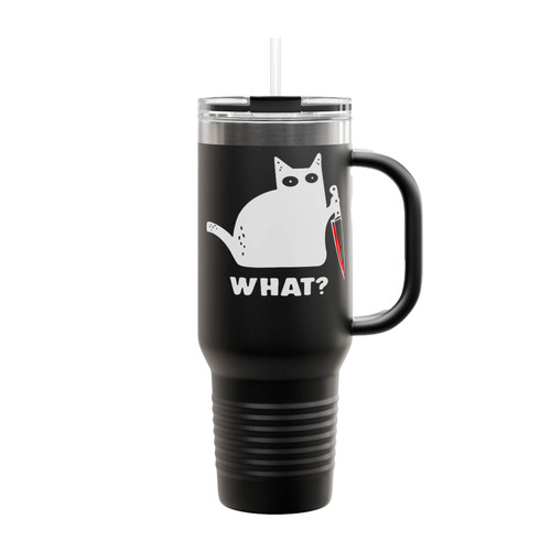 Black Cat What Killer Kitten Halloween Insulated Travel Mug