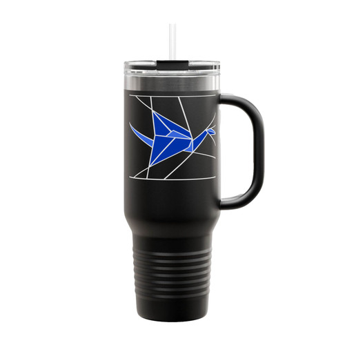Blue Origami Crane Insulated Travel Mug