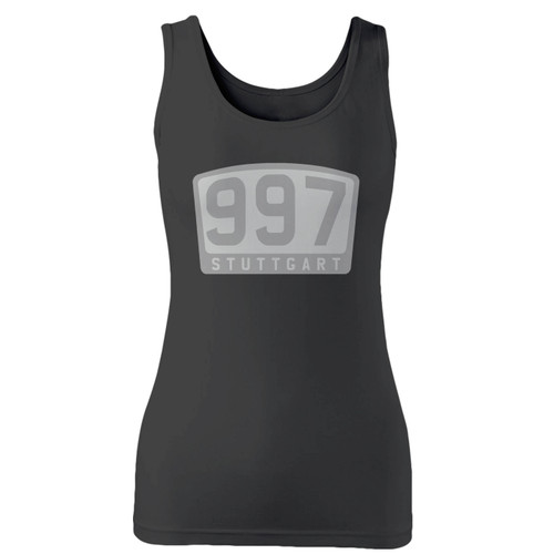 High quality print of this slim fit 997 stuttgart emblem women tank top will turn heads. And bystanders won't be disappointed - the racerback cut looks good one any woman's shoulders.