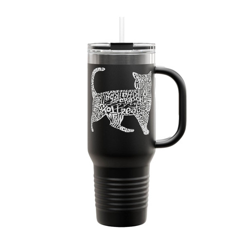 Cat Word Art Typography Insulated Travel Mug